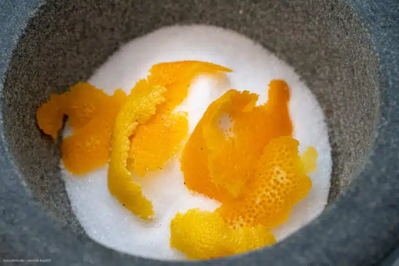 Aromatisierter Zucker mit Orange und Zitrone