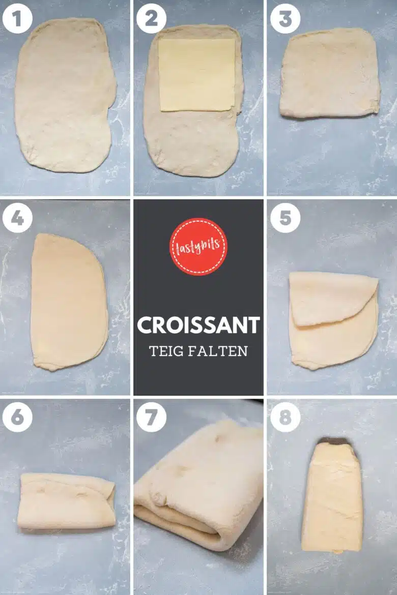 Croissant-Teig falten